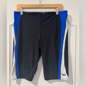 Speedo Men's Black & Blue Racing Swim Shorts - 38 X 21